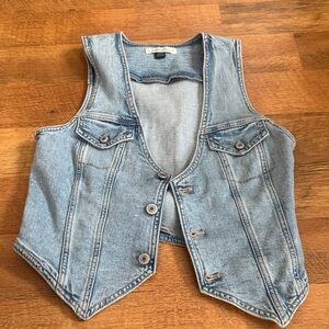 American Eagle Outfitters Light Blue Denim Vest